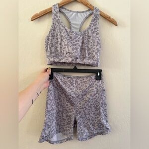 Leopard Print Sports Bra and Shorts Set